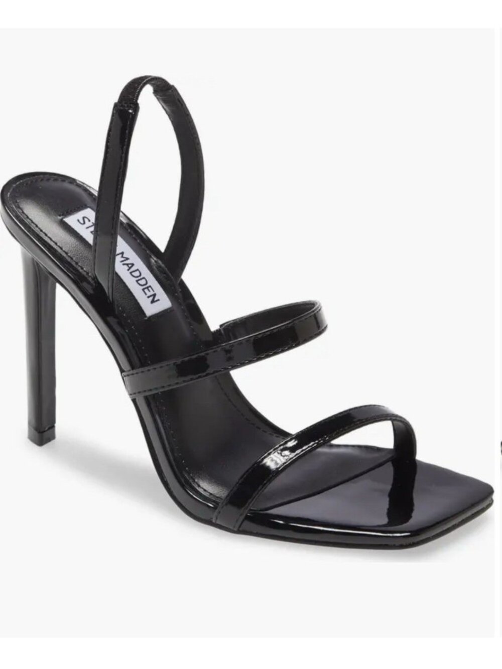 STEVE MADDEN Womens Black Straps Partay Square Toe Stiletto Heeled Sandal 7.5M